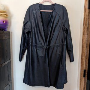 Beautiful Plus Size Lafayette 148 Navy Blue Leather Trench Coat